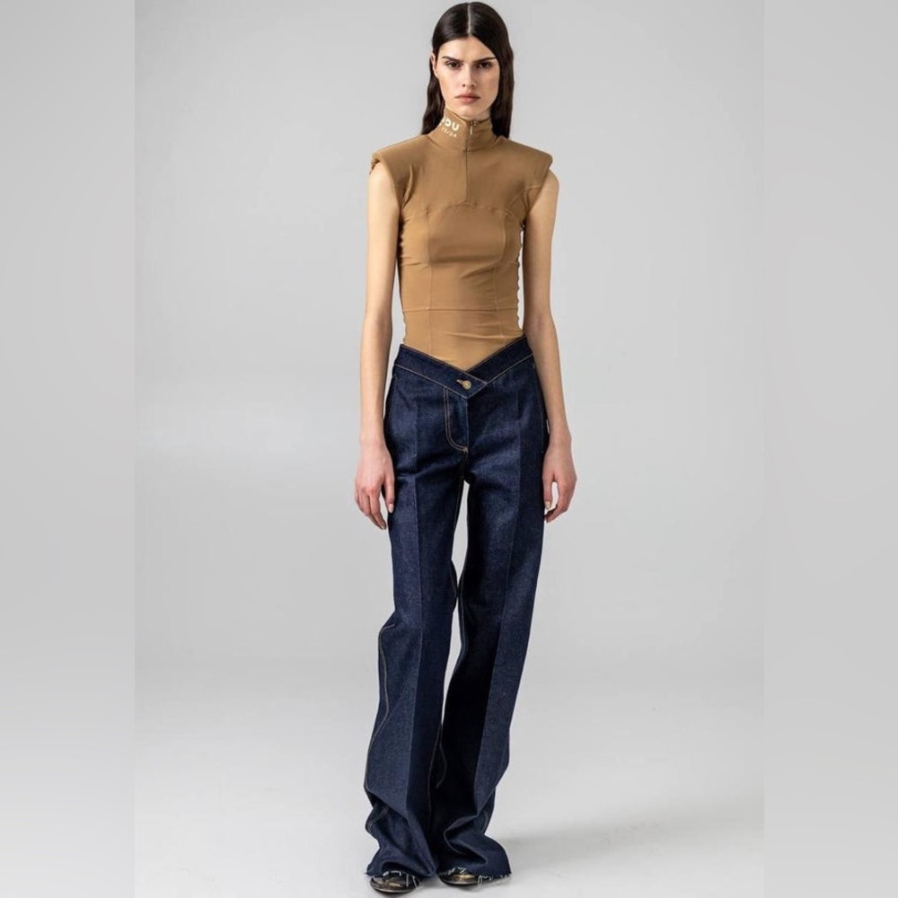 NWOT GUDU Capsule Asymmetric Wide Leg Trousers/Jeans Sz-M - Picture 1 of 7